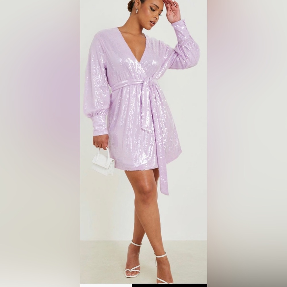 Boohoo Lavender Sequin Dress - Size 18
